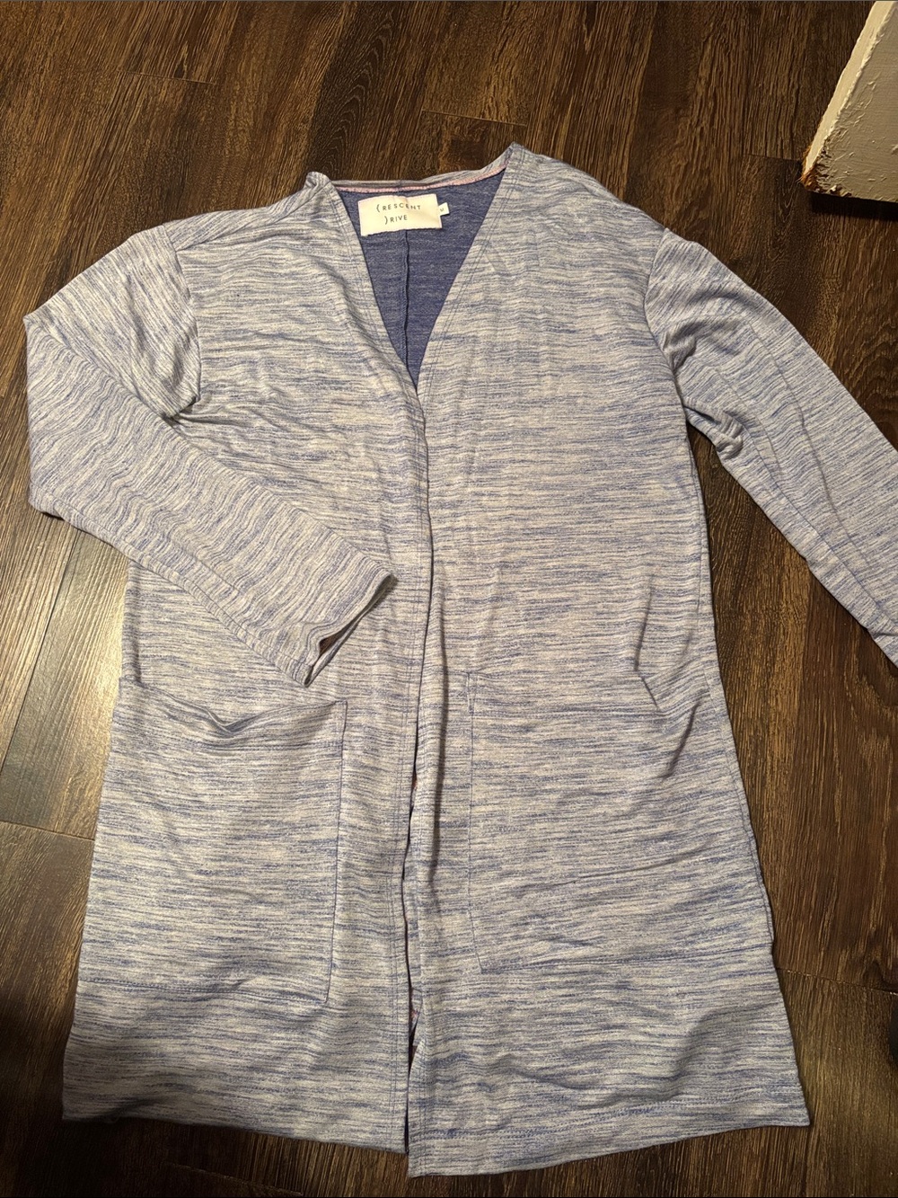 Caslon Heathered Light Blue Open-Front Long Cardigan